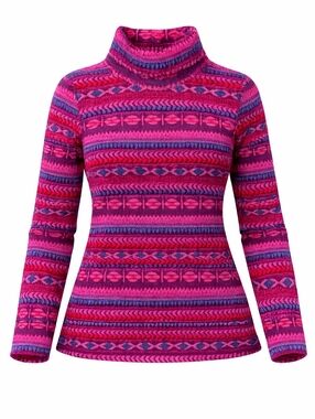 Columbia Pink & Purple Patterned Glacial Turtleneck Women's Fleece Sweater Sz M